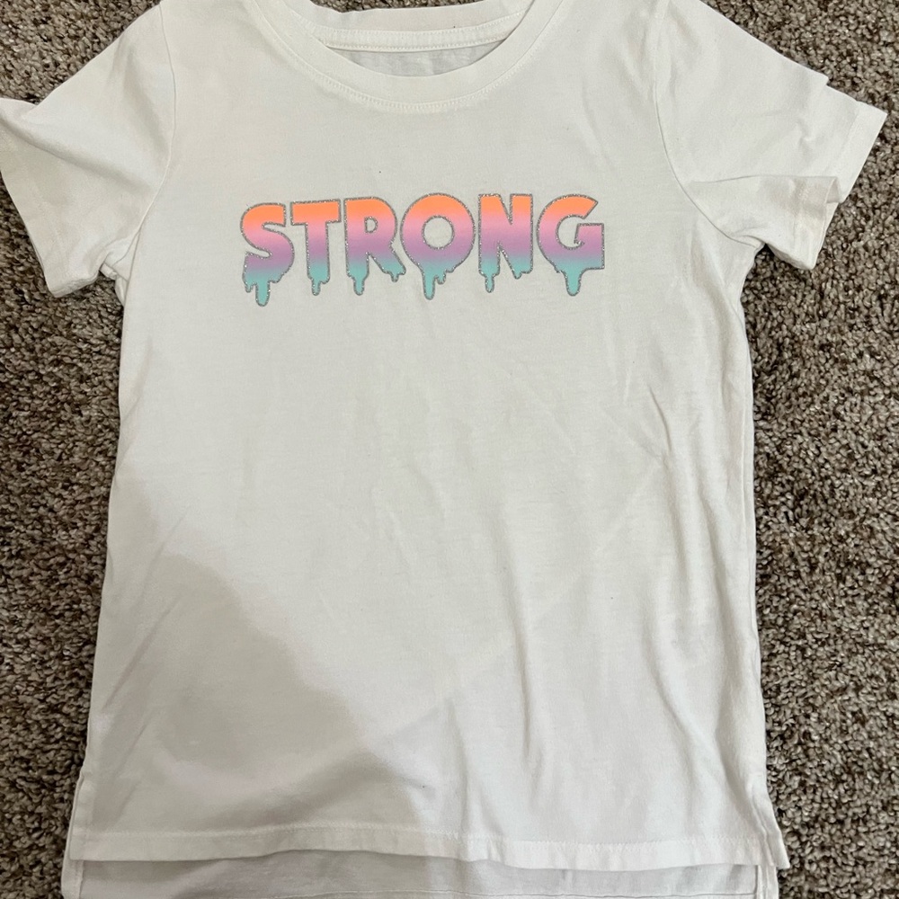 Graphic Tee with 'Strong' Pastel Design